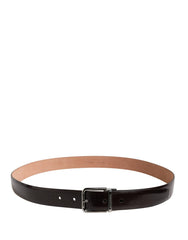 Men Black Calfskin Leather Metal Buckle Belt