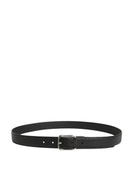 Men Black Classic Leather Metal Buckle Belt