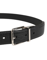 Men Black Classic Leather Metal Buckle Belt