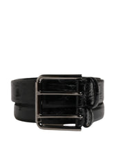 Men Black Exotic Leather Double Strap Belt