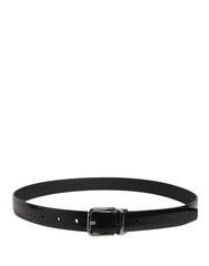 Men Black Leather Classic Metal Buckle Belt