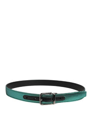 Men Green Lurex Polyester Metal Buckle Belt
