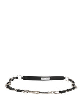 Black Leather Silver Chain Bag Accessory Shoulder Strap