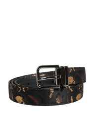 Multicolor Jacquard Silver Metal Buckle Belt
