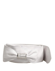 Women White Leather Embellished Wide Waist Cintura Belt