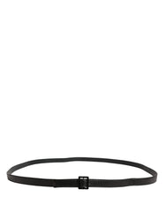 Black Leather Square Metal Buckle Waist Belt