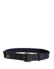 Dark Blue Canvas Silver Metal Buckle Belt