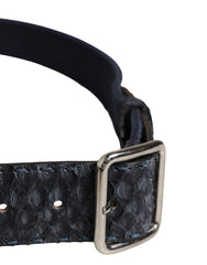 Dark Blue Canvas Silver Metal Buckle Belt