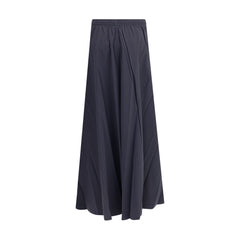 Blue Polyester Long Skirt