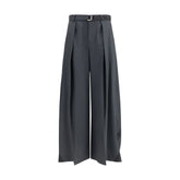 Gray Polyester Casual Pants