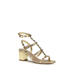 Gold Calf Leather Bos Taurus Strap-On Sandals