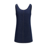 Blue Cotton Casual Dress