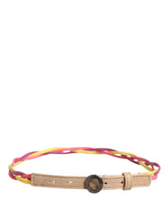 Multicolor Twisted Leather Circle Buckle Belt