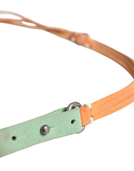 Brown Leather Silver Tone Buckle Waist Belt