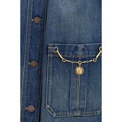 جاكيت قطنية زرقاء من الدنيم