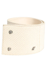 Off White Waxed Cotton Wide Fashion Waistband Belt