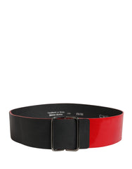 Red Wide Waist Silver Metal Buckle Belt