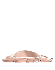 Light Pink Leather Wide Waist Round Buckle Belt