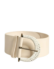 Off White Leather Waist Women Cintura Buckle Belt