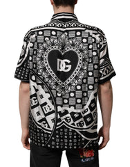 Black Silk Logo Print Short Sleeves Shirt