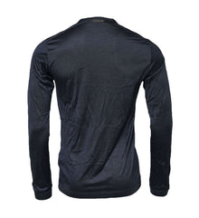 Blue Silk Crew Neck Long Sleeves Men T-shirt