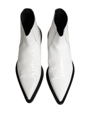 White Leather Chelsea SlipOn Ankle Boots Shoes