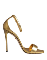 Gold Leather Keira High Heels Sandals Shoes