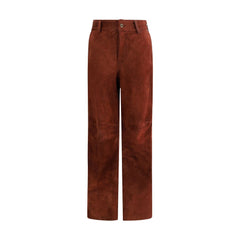Bordeaux Leather Casual Pants