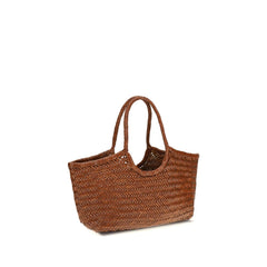 حقيبة كتف من جلد البافالو البني