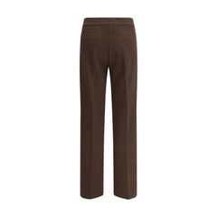 Brown Polyester Casual Pants