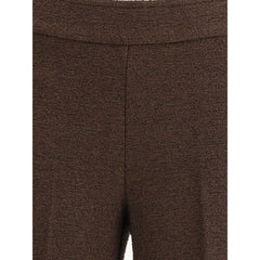 Brown Polyester Casual Pants
