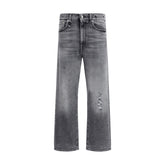 Gray Cotton Boyfriend Jeans