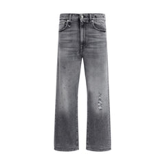 Gray Cotton Boyfriend Jeans