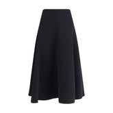 Black Cotton Midi Skirt
