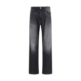 Black Cotton Straight-Leg Jeans