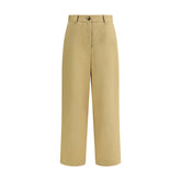 Beige Cotton Casual Pants