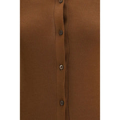 Brown Fleece Wool Cardigan