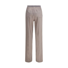 Silver Elastane Casual Pants