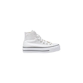 White Polyester Platform Sneakers