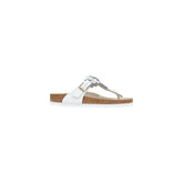 White Leather Flat Sandals