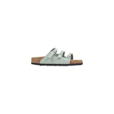 Green Leather Flat Sandals