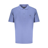 Blue Cotton Men Polo
