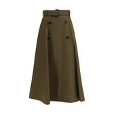 Bicolor Cotton Midi Skirt