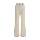 Beige Cotton Bootcut Jeans