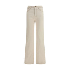 Beige Cotton Bootcut Jeans