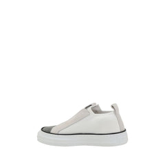 White Nylon Low Top Sneakers