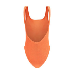 Orange Polyester One-Piece Swimsuit