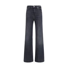 Black Cotton Flared Jeans
