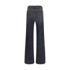 Black Cotton Flared Jeans