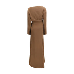 Brown Silk Casual Dress